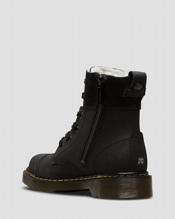 Dr Martens Dětské Kotníkové Boty Junior Fur-lined Aimilita Černé, CZ-976432